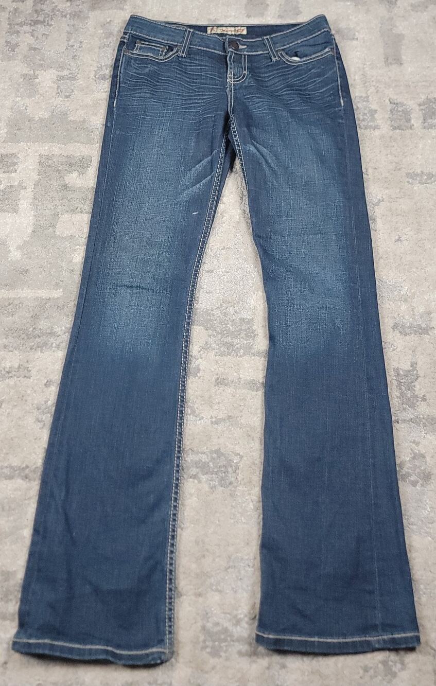 BKE Sabrina Women's Low-Rise Bootcut Stretch Stitching Blue Denim Jeans Sz 31x32